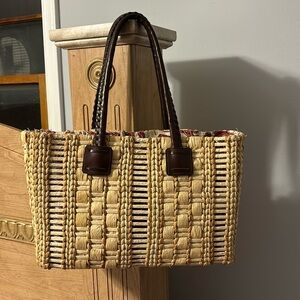 Super cute beach vibe pocketbook with leather strap, lobster print liner